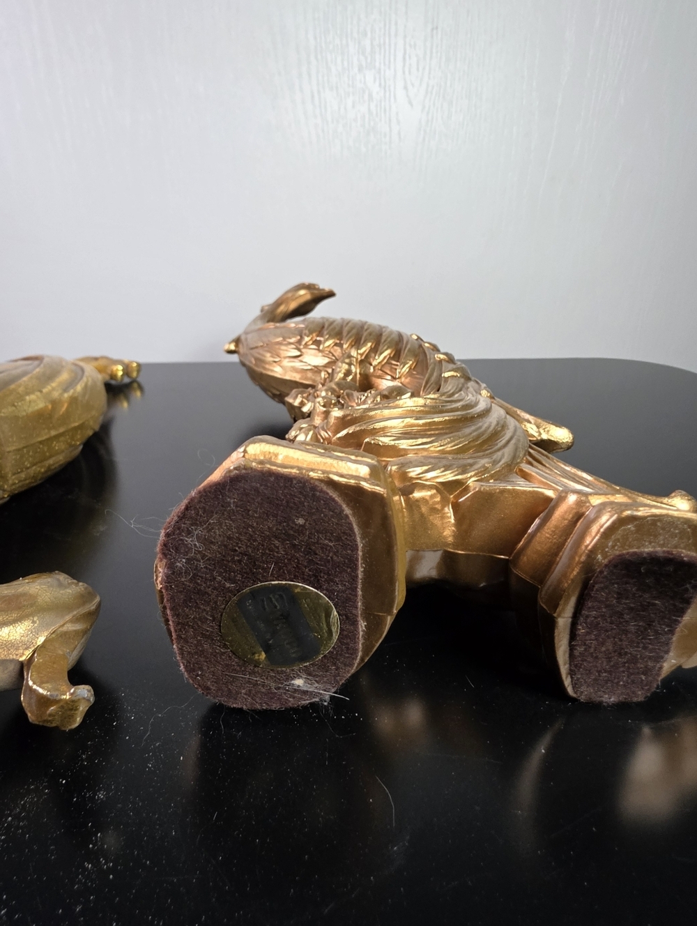 Gold Peacock Sculpture Pair - Elegant Home Art Décor By Syroco - Picture 11 of 13